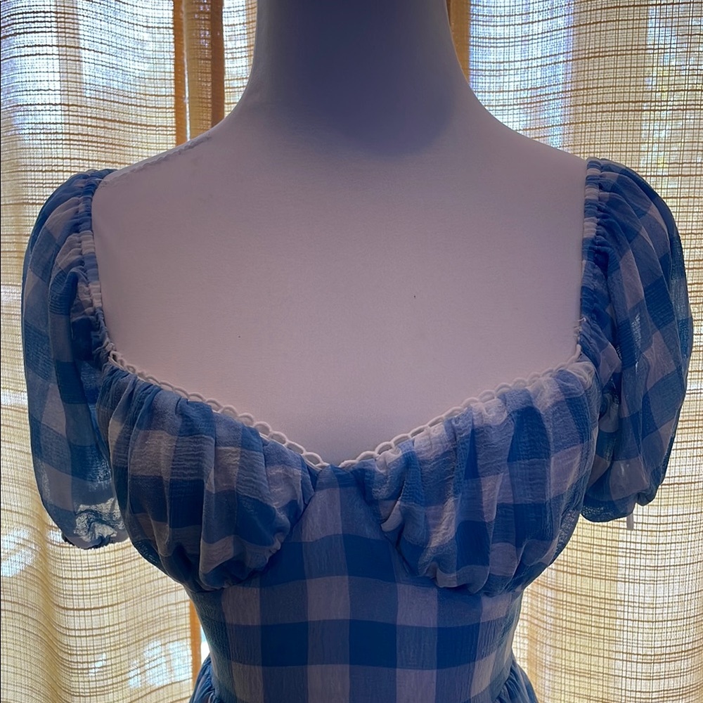 Princess Polly Blue and White Checkered Backless Dress - Picture 2 of 11